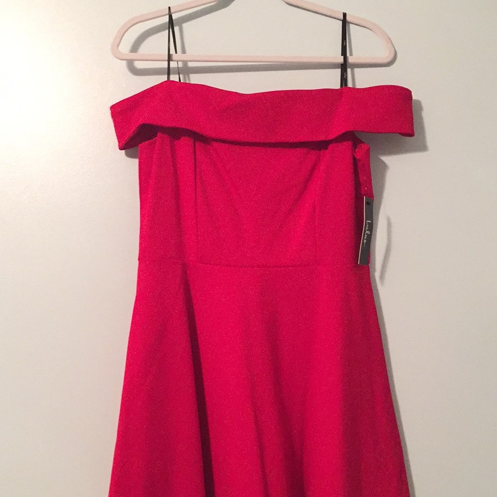 Red off the shoulder dress